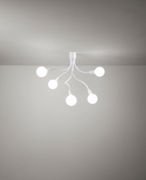 Immagine di Plafoniera Bianca Per Cameretta Con Bracci Orientabili 5 Luci Bulbo Perenz