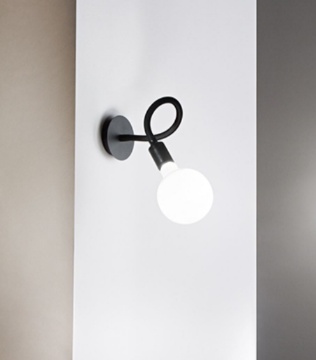 Immagine di Applique Con Braccio Flessibile Nero 1xE27 Bulbo Perenz