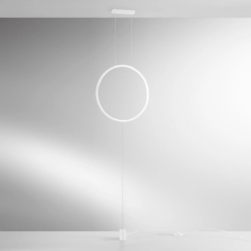 Immagine di Piantana A Sospensione Cerchio Led Bianco Con Switch Cambio Luce