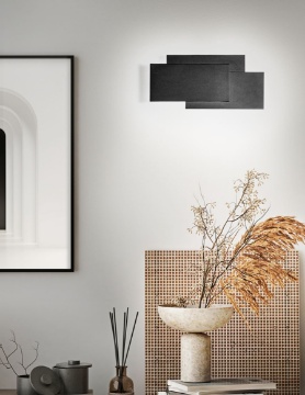 Immagine di Applique Led Luce Indiretta Decorativa Rettangoli Neri Dip Perenz