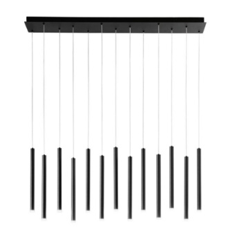 Immagine di Lampadario Rettangolare Nero Cilindri Pendenti 13 Luci Led CCT Luce Selezionabile