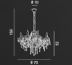 Immagine di Lampadario Elegante Classico 8 Luci In Vetro e Cristallo Venezia Perenz