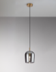 Immagine di Lampada a Sospensione Singola Ottone e Bicchiere Vetro Fumé 1xE14 Coro Perenz 6940 SP