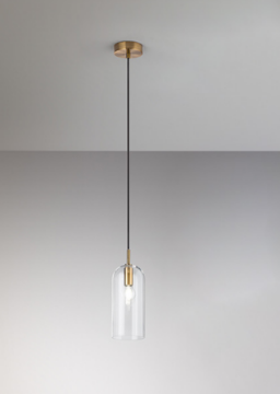Immagine di Sospensione Coro Ottone Bicchiere Vetro Trasparente 11 cm Perenz