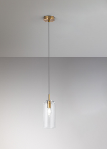 Immagine di Sospensione Coro Ottone Bicchiere Vetro Trasparente 11 cm Perenz