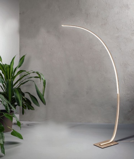 Lampada da terra LED dimmerabile ad arco Karl Oro in Metallo Nero Opac