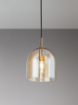 Immagine di Lampada a Sospensione Ottone Coppa Vetro Ambra Ø16 cm Coro Perenz
