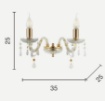 Immagine di Applique 2 Luci Vetro E Cristallo Dallas Oro Ondaluce Ciciriello
