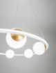 Immagine di Lampadario Bianco Ottone Cerchio con Sfere Vetro Led 80w 3000k Ball Perenz