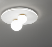 Immagine di Plafoniera Ball Bianca Ottone Con Sfere Vetro Doppia Luce Led 3000K Perenz