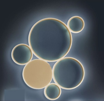 Immagine di Plafoniera Cerchi Led 68w Dimmerabile Design Moderno Pois Oro Ondaluce