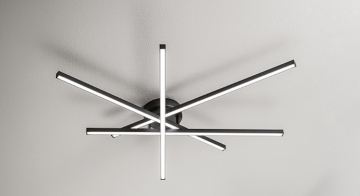 Immagine di Plafoniera Nera Bacchette Led 58w CCT 3000K 4000K 6000K Syncro Perenz 8048 N CT