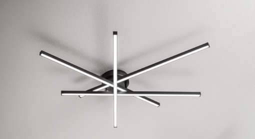 Immagine di Plafoniera Nera Bacchette Led 58w CCT 3000K 4000K 6000K Syncro Perenz 8048 N CT