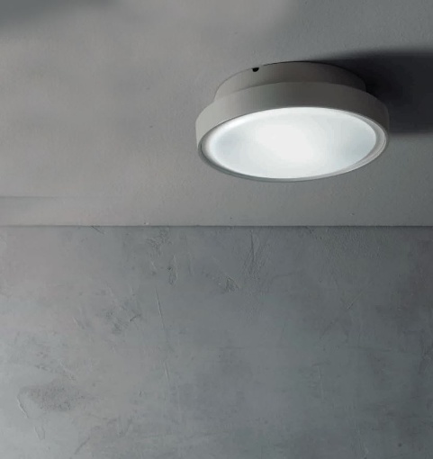 Immagine di Plafoniera Da Esterno Rotonda 2xE27 Petar Grigio IP65 Ondaluce