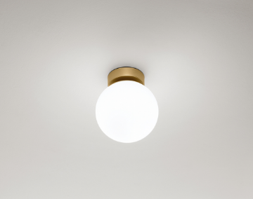 Immagine di Lampada da Soffitto o Parete Base Oro Con Sfera Vetro Bianco 1xE14 Maga Perenz 8072 OR