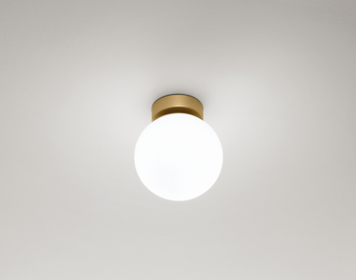 Immagine di Lampada da Soffitto o Parete Base Oro Con Sfera Vetro Bianco 1xE14 Maga Perenz 8072 OR