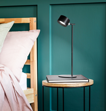 Immagine di Lampada da Scrivania Nera Led Dimmer 3 Step Ricaricabile con USB Kosmo Perenz 8076 N
