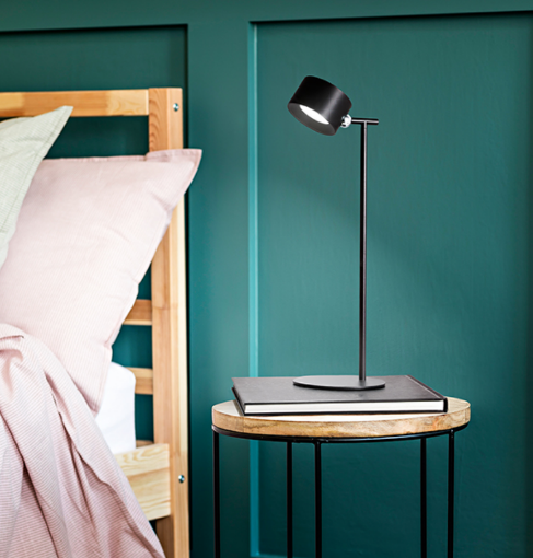 Immagine di Lampada da Scrivania Nera Led Dimmer 3 Step Ricaricabile con USB Kosmo Perenz 8076 N