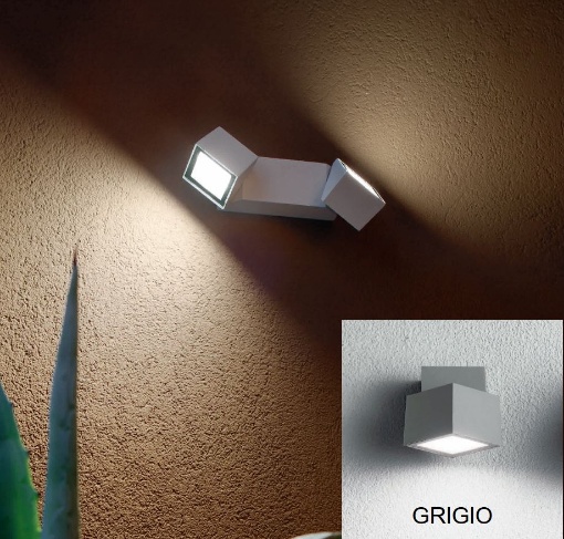 Immagine di Applique Da Esterno 2 Luci Led Orientabili Steve Grigio Ondaluce