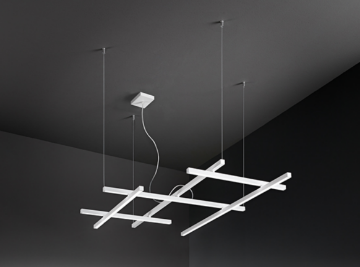Immagine di Lampadario Design Bacchette Intersecate Led CCT Cambio Temperatura Net Bianco Perenz 8084 B CT 
