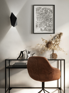 Immagine di Applique Sfaccettata Decorativa Doppia Emissione Led Su e Giù Galaxy Nera Perenz 8092 N LC