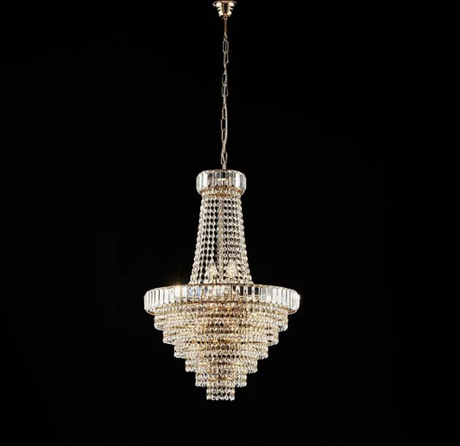 Immagine di Lampadario Classico Dorato con Cascata Pendenti Vetro Vladimir 8xE14 Bonetti