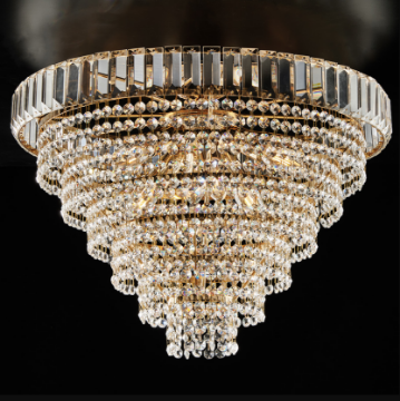 Immagine di Lampada da Soffitto Classica Oro con Cascata Pendenti Vetro Vladimir 6xE14 Bonetti