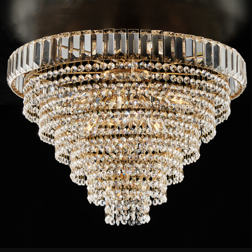 Immagine di Lampada da Soffitto Classica Oro con Cascata Pendenti Vetro Vladimir 6xE14 Bonetti