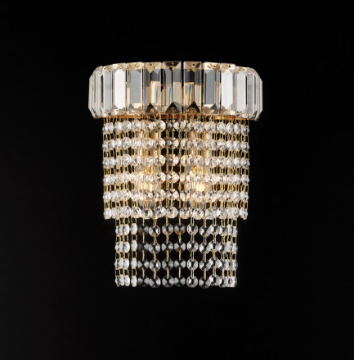 Immagine di Applique Classica Oro Lucido con Pendenti Vetro Vladimir 2xE14 Bonetti