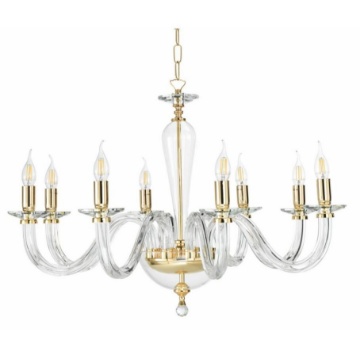 Immagine di Lampadario In Vetro e Cristallo Classico Per Salone Ravel 8 Luci Ondaluce