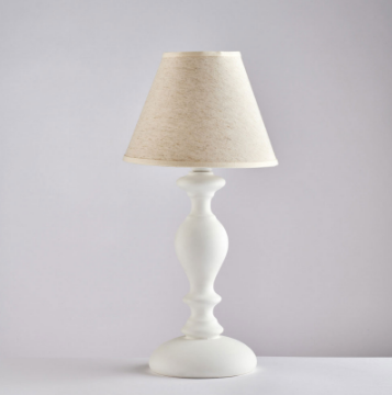 Immagine di Lumetto Legno Bianco Shabby con Paralume Cascina Ø20 cm Bonetti