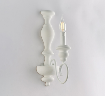 Immagine di Applique 1 Luce Legno Bianco Shabby Chic Cascina Bonetti