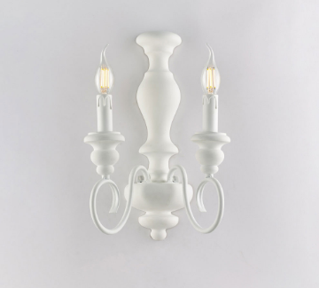 Immagine di Applique Classica 2 Bracci Legno Bianco Shabby Cascina Bonetti