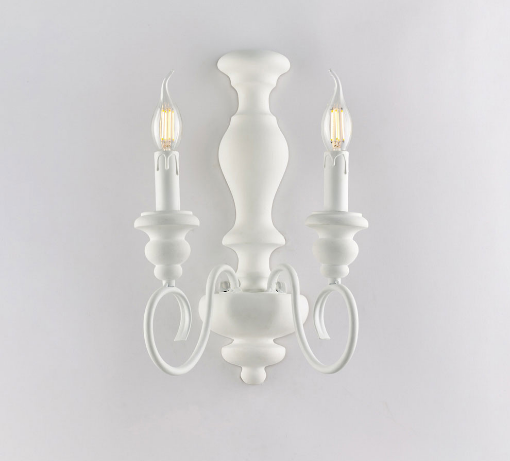 Immagine di Applique Classica 2 Bracci Legno Bianco Shabby Cascina Bonetti