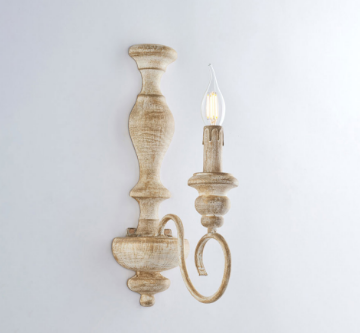Immagine di Applique 1 Luce Legno Bianco Decapato Tortora Cascina Bonetti 