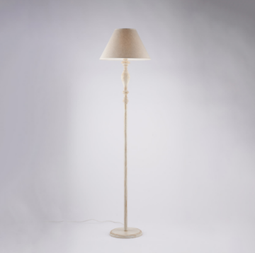 Immagine di Piantana Design Legno Bianco Decapato Tortora con Paralume Cascina Bonetti