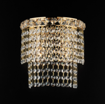 Immagine di Lampada da Parete Classica Oro con Pendenti Vetro Wagner 2xE14 Bonetti