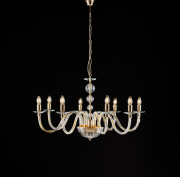 Immagine di Lampadario Cristallo Stile Classico Oro Lucido 8 Bracci Ruben Bonetti