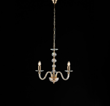 Immagine di Lampadario Classico 3 Bracci Oro Lucido e Cristallo Ruben Bonetti