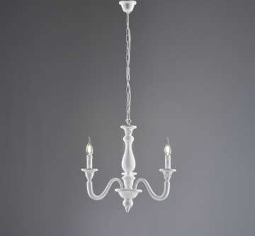 Immagine di Lampadario 3 Luci Stile Shabby Lucca Legno Bianco Ø41 cm Bonetti