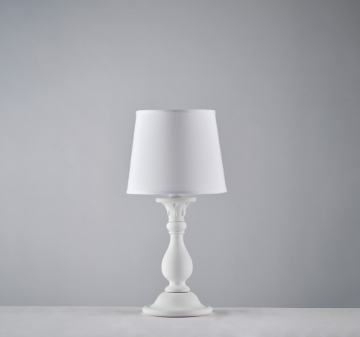 Immagine di Abatjour Legno Bianco Shabby con Paralume Liscio Lucca Bonetti