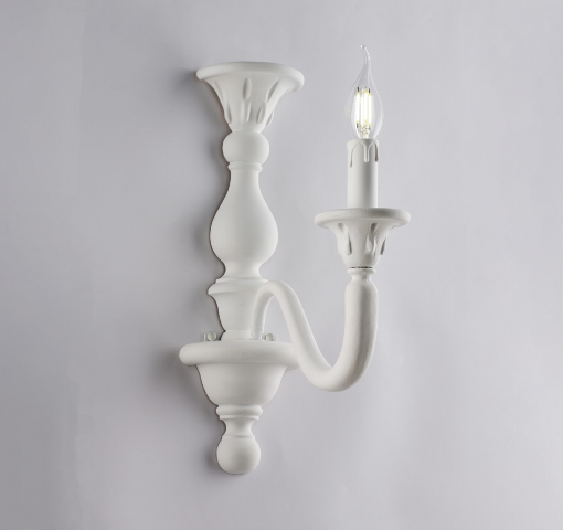 Immagine di Lampada da Parete 1 Luce Legno Bianco Shabby Chic Lucca Bonetti