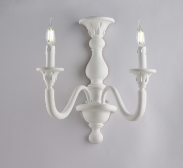 Immagine di Applique Contemporanea 2 Bracci Legno Bianco Shabby Chic Lucca Bonetti