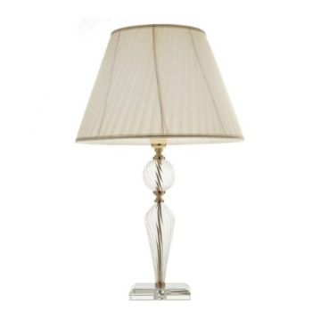 Immagine di Lampada Da Tavolo Classica Vetro Con Paralume Plisse Villa Ondaluce