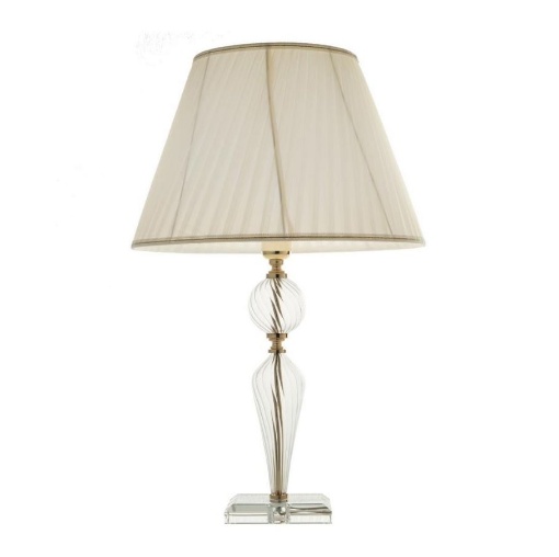 Immagine di Lampada Da Tavolo Classica Vetro Con Paralume Plisse Villa Ondaluce