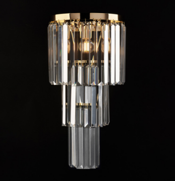 Immagine di Applique Oro Lucido e Paralume Vetro Trasparente Schubert Bonetti 