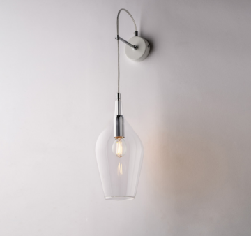Immagine di Applique Moderna Paralume Bicchiere Vetro Trasparente 1xE14 Ares Bonetti