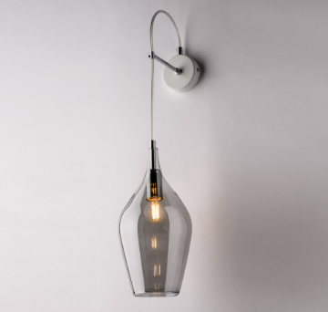 Immagine di Lampada da Parete Moderna Paralume Bicchiere Vetro Fumé 1xE14 Ares Bonetti