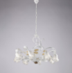 Immagine di Lampadario Rustico Bianco con Decori Tortora Cesto 8 Luci Bonetti  