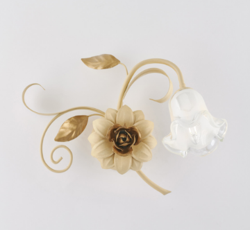 Immagine di Applique Arte Povera Ferro Battuto Avorio Decapato Tortora Cesto 1xE14 Bonetti